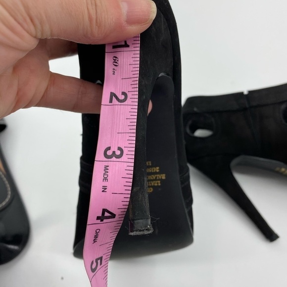 Colin Stuart black suede peep toe heels 7 - Picture 8 of 8